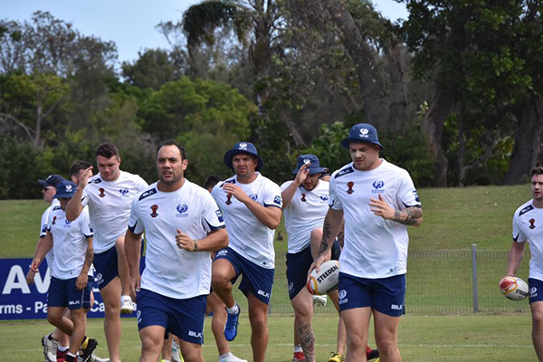 Scotland players warming up