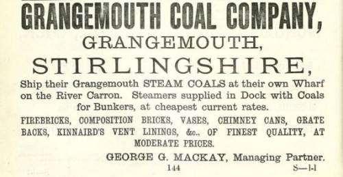1878 advert Grangemouth Coal - brickmaker