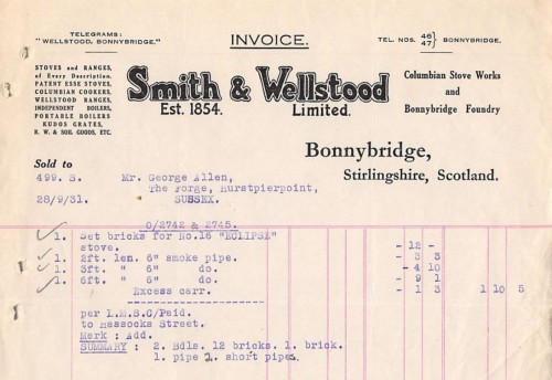 Smith and Wellstood invoice