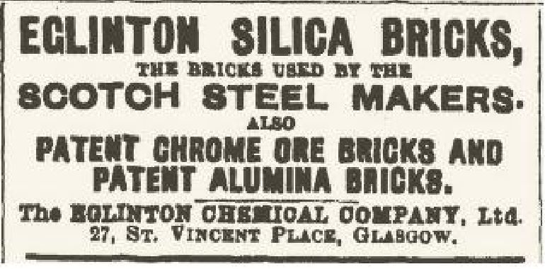 Eglinton Silica bricks made by Eglinton Chemical works for the Scotch Steel Makers
