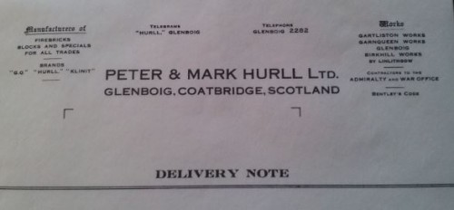 Mark and Peter Hurll Delivery Note.