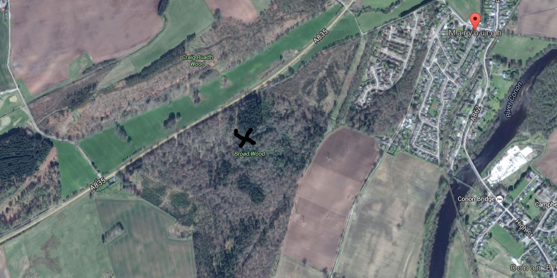 Below - Google map showing Broad Wood , Maryburgh where it is thought Ussie Brick and Tile Works were previously situated.