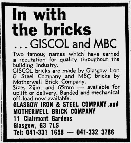 GISCOL and MBC Motherwell brick advert