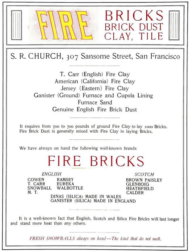 S R Church advert - Scottish fire bricks