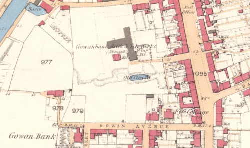 Below - 1860 OS Map - Gowanbank Brick and Tile Works, Grahamston, Falkirk