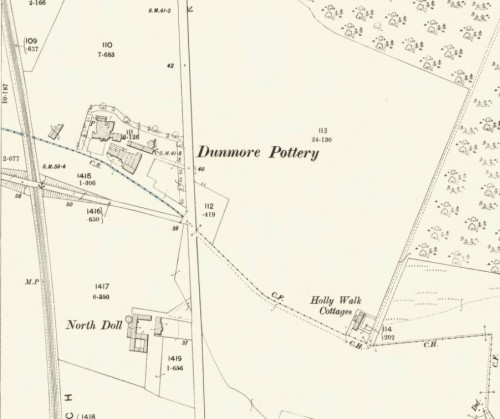 Below - 1895 OS Map Dunmore Pottery