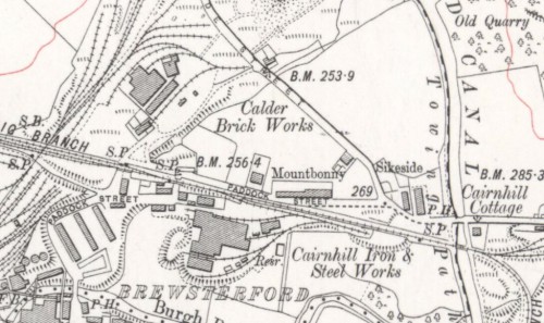 Below - 1911 OS Map Calder Brick Works