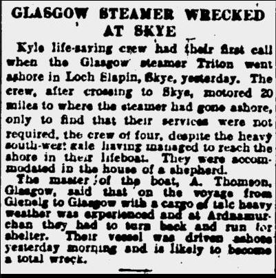 Steamer wrecked at Skye