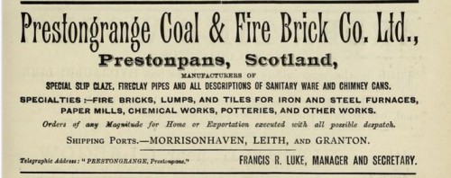 1893 Prestongrange fire brick francis luke