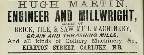 hugh martin brick machine maker advert carluke 1886