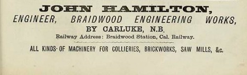 john hamilton brick machine maker braidwood carluke advert 1886