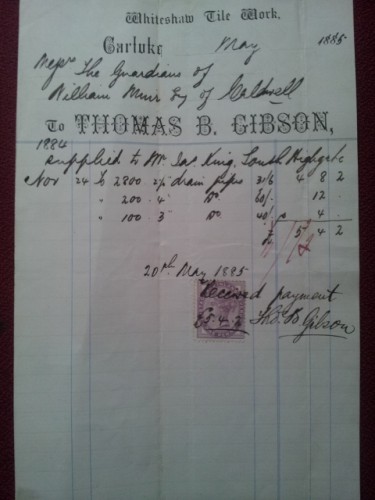 Thomas B Gibson Whiteshaw Tile Works Carluke headed notepaper