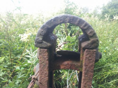 M Bain & Co Coatbridge - iron fence post at Bonshaw