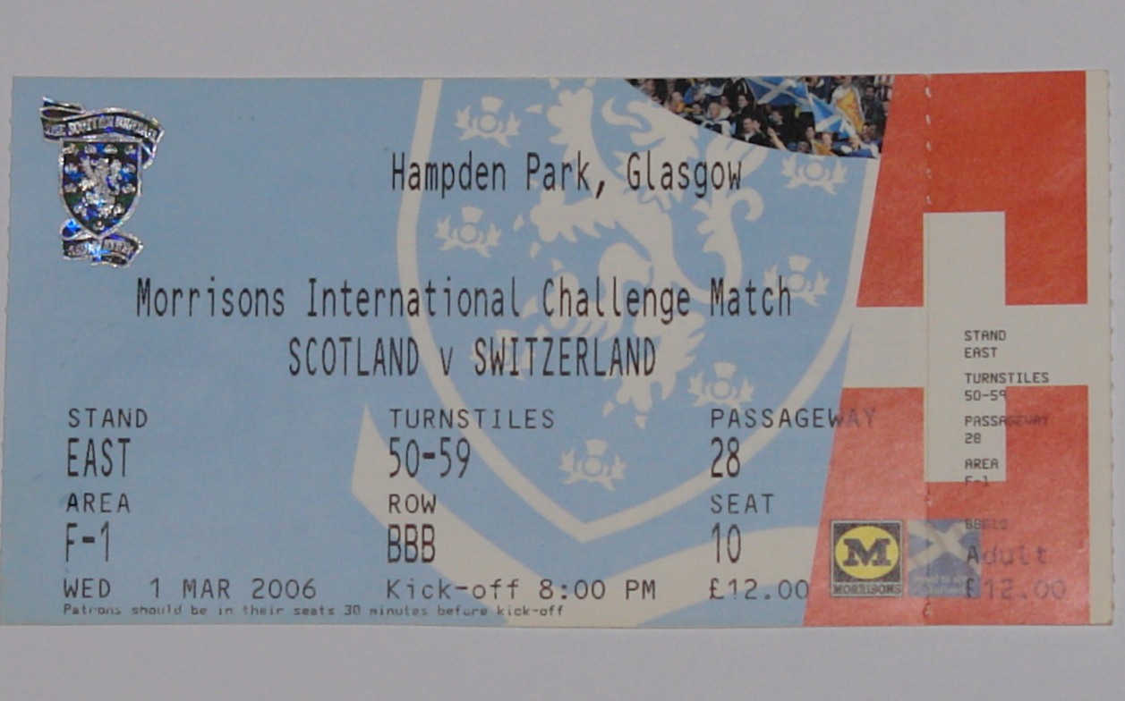 scotland v switzerland 2006 stub no 58 | Scottish Football Memorabilia