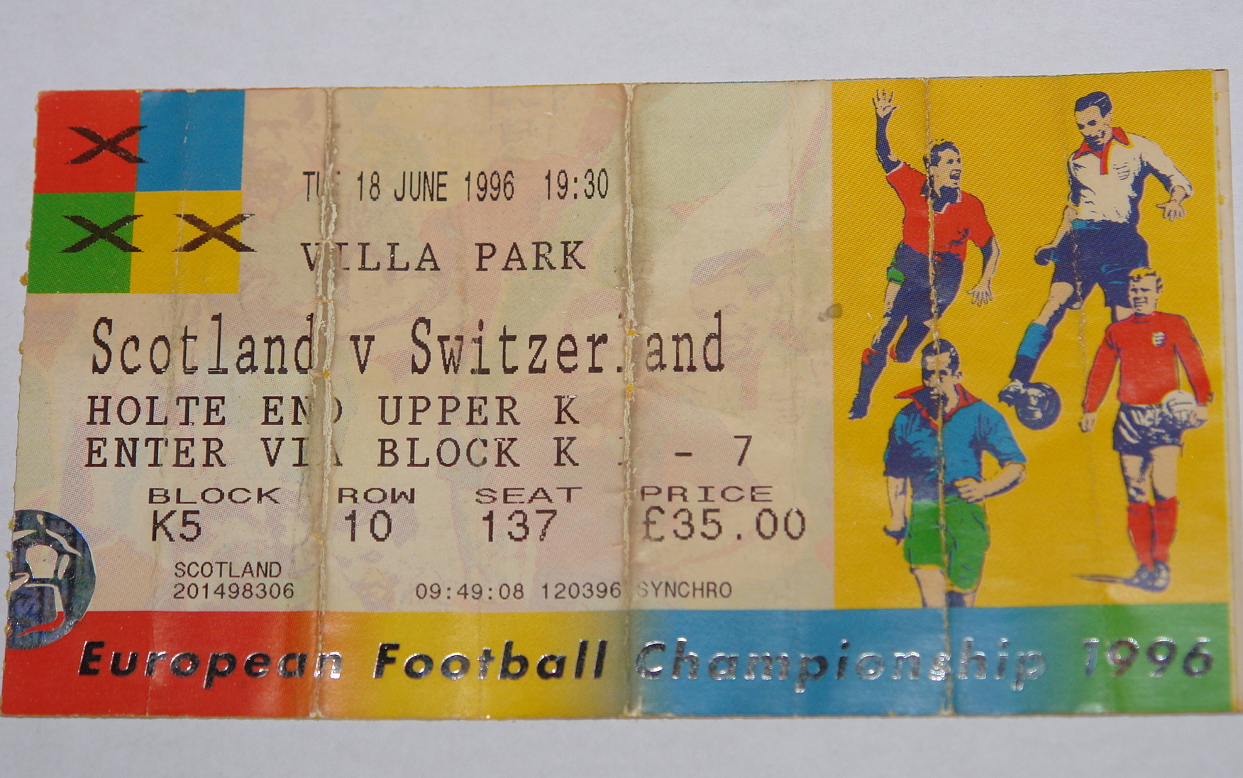 scotland v switzerland 1996 stub no 112 | Scottish Football Memorabilia