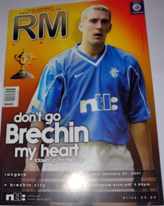 rangers v brechin cup game programme 2001