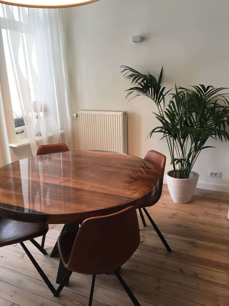 Rond tafelblad iepen epoxy topcoat