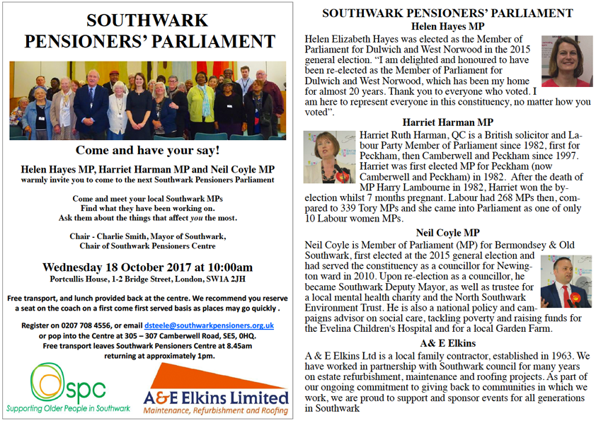 SOUTHWARK PENSIONERS’ PARLIAMENT