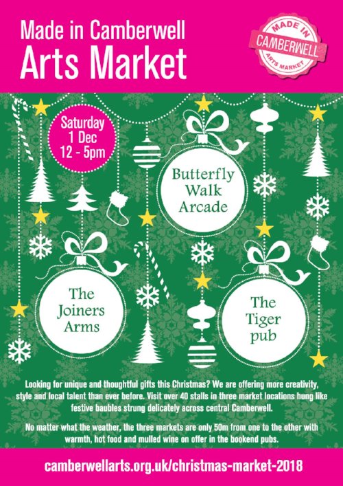 Camberwell Arts Winter Open Studios and Markets: Saturday 1/2 and 8/9 December