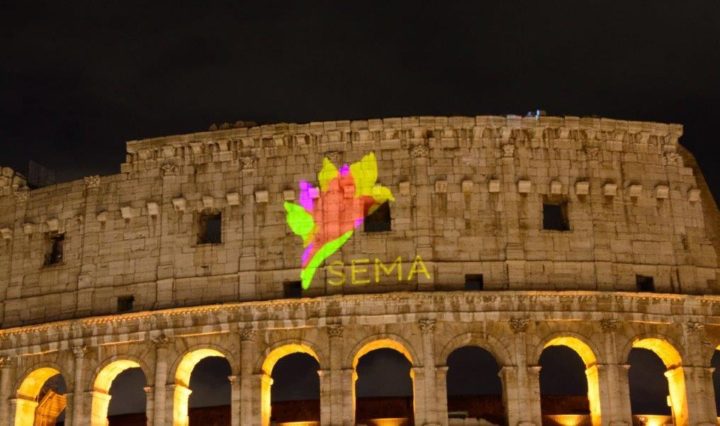 A special tribute to survivors of wartime sexual violence at the Colosseum in Rome