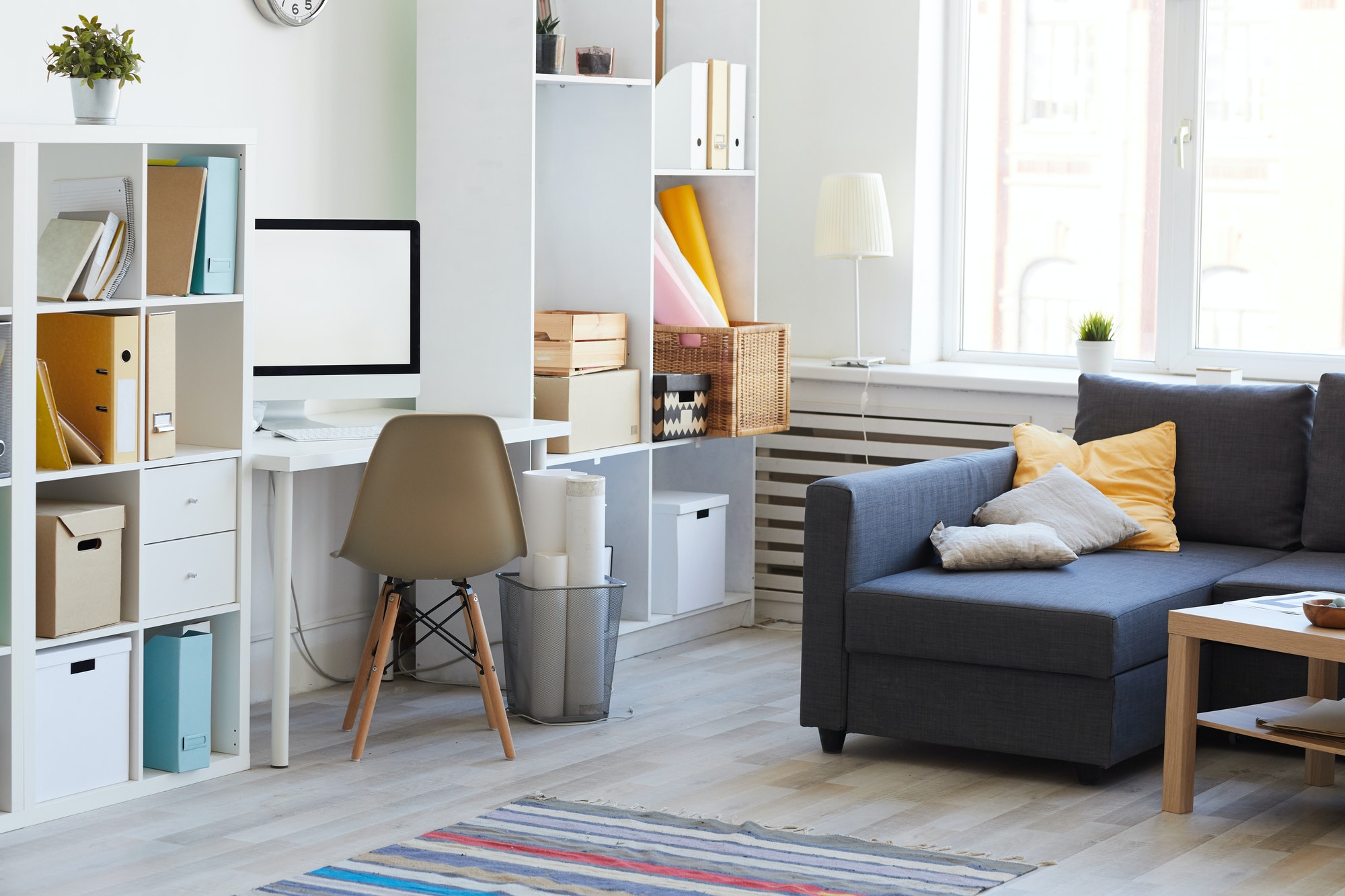 Apartment Interior in White and Blue