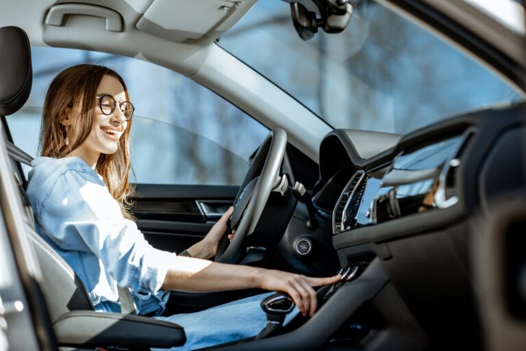 Woman driving a car