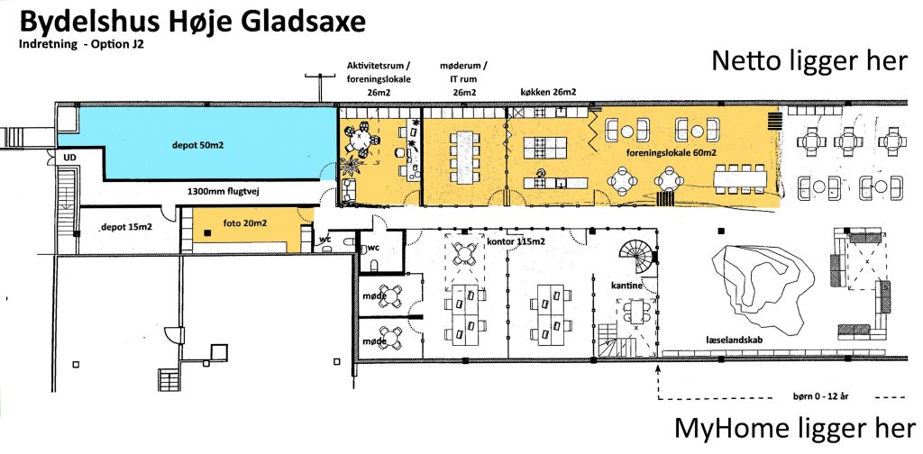 En oversigtstegning over det nye Bibliotek+ fra 2020.