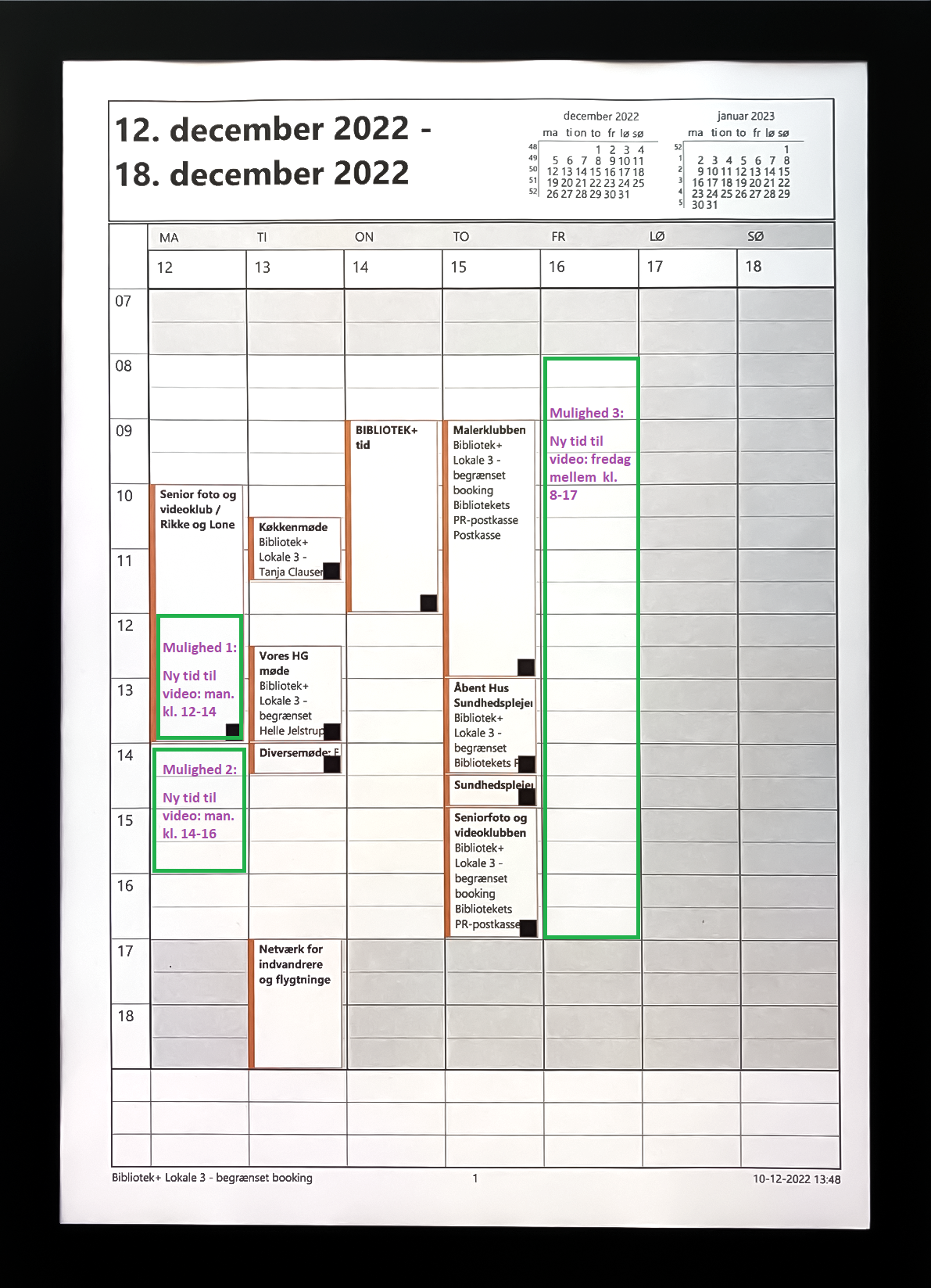 Ugeplan for lokale 3.