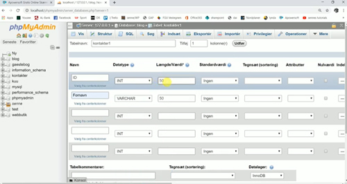 PHP og MySQL database