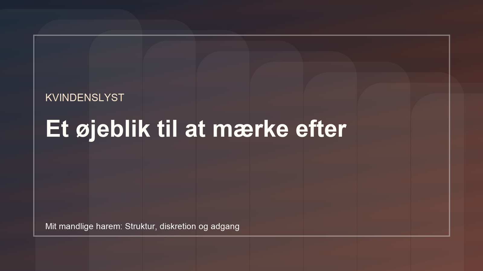 Mit mandlige harem: Struktur, diskretion og adgang - visuelt afsnitsbreak 1