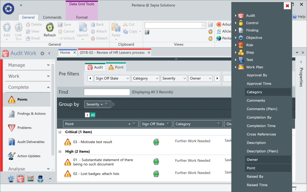 Pentana - Views or data grids