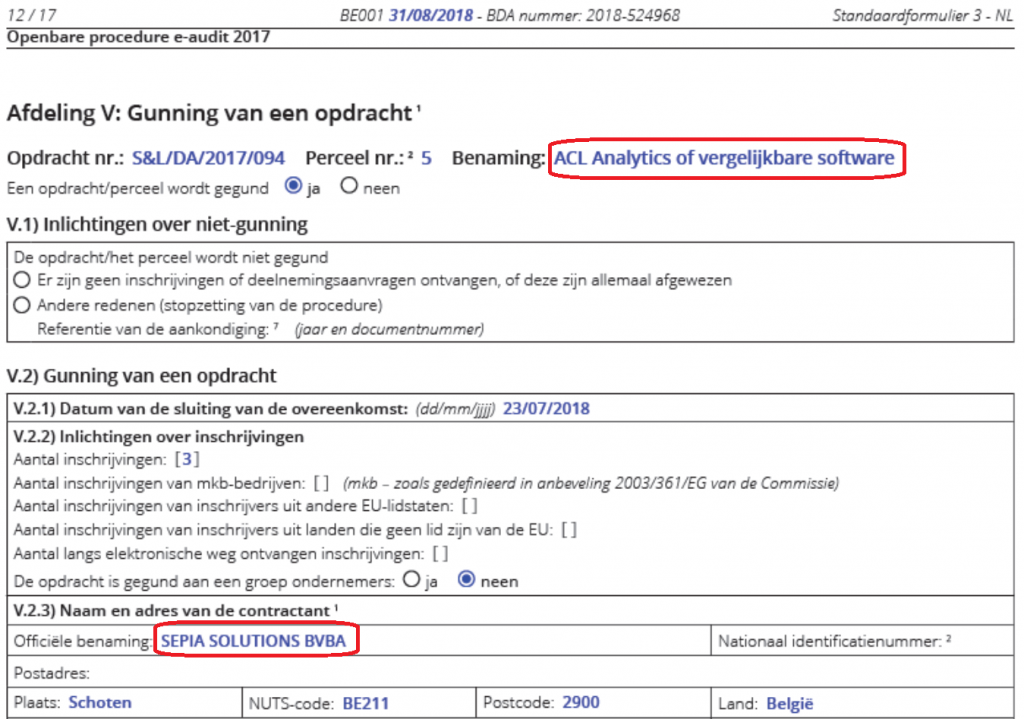 FPS Finances awards "ACL Analytics" contract to Sepia Solutions