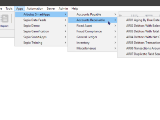 Arbutus Analyzer menu expanded with SmartApps