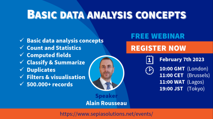 Invitation to Webinar: Basic data analysis concepts