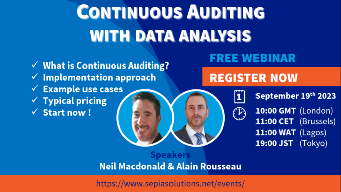 Invitation to Webinar: Continuous Auditing with data analysis
