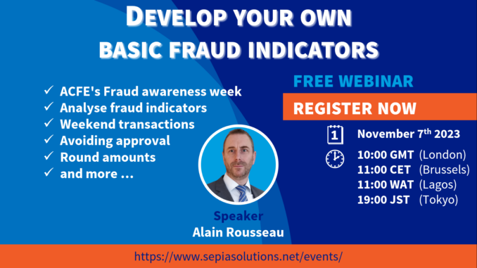 Invitation to Webinar: Develop your own basic fraud indicators