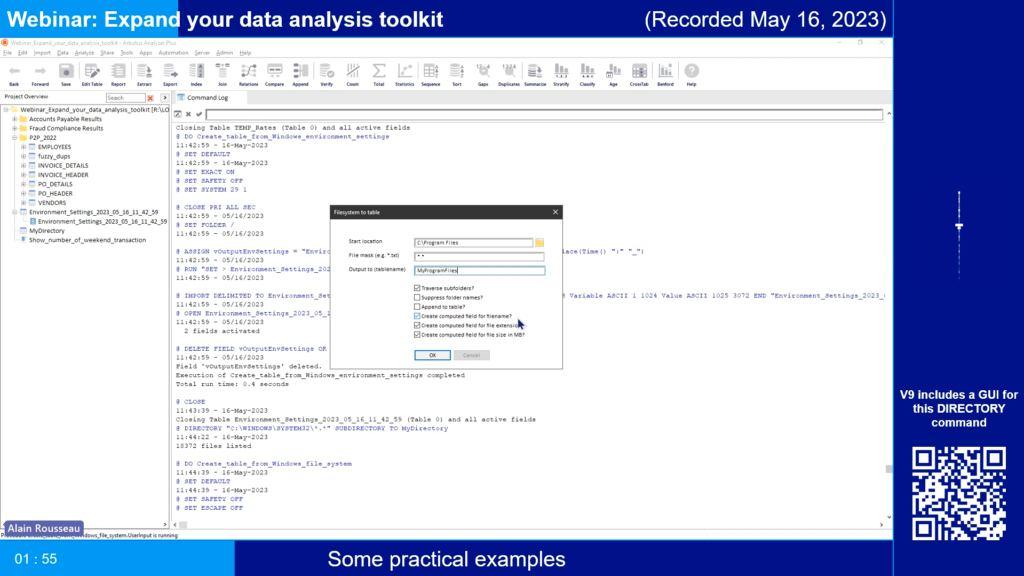 Screenshot of the webinar recording: Expand your data analysis toolkit (Some practical examples).