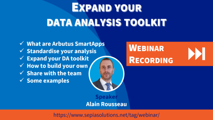 Expand your data analysis toolkit Screenshot of the webinar recording: Expand your data analysis toolkit