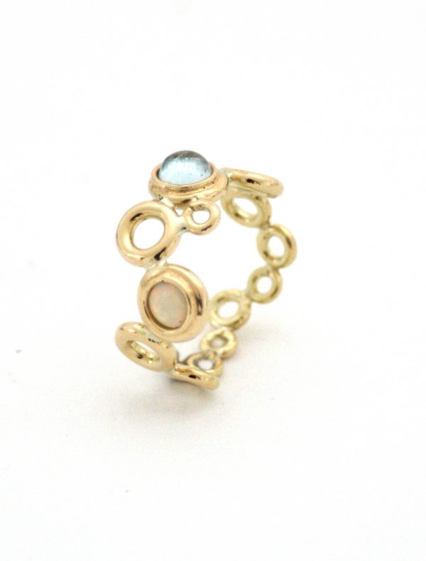 Ocean Foam Aquamarine and opal ring designed by Serena Fox