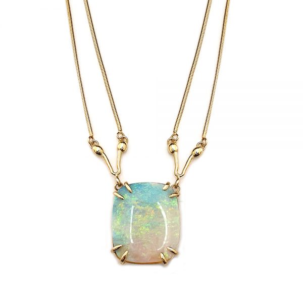 Serena Fox Seahorse Necklace Cushion Cut Opal