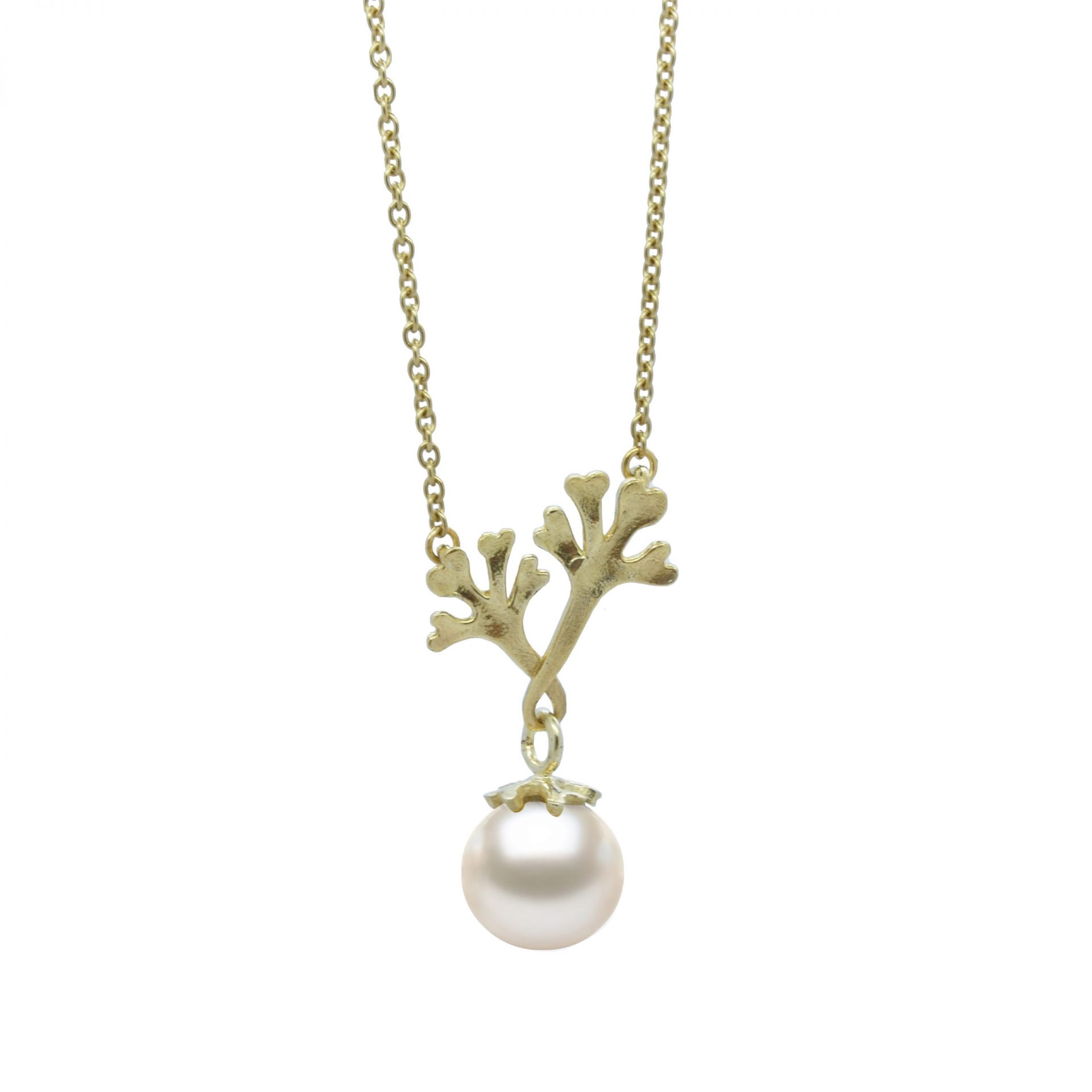 Chondrus Seaweed Pendant with South Sea Pearl by Jewellery designer Serena Fox