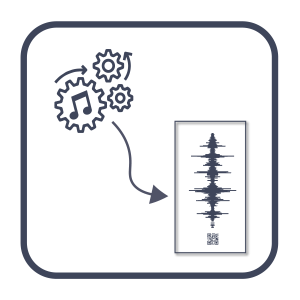 Illustration som visar processkuggar, pil mot färdig ljudvågstavla