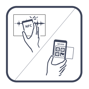 illustration som visar hur man använder mobiltelefon till att scanna QR-kod eller NFC-kod