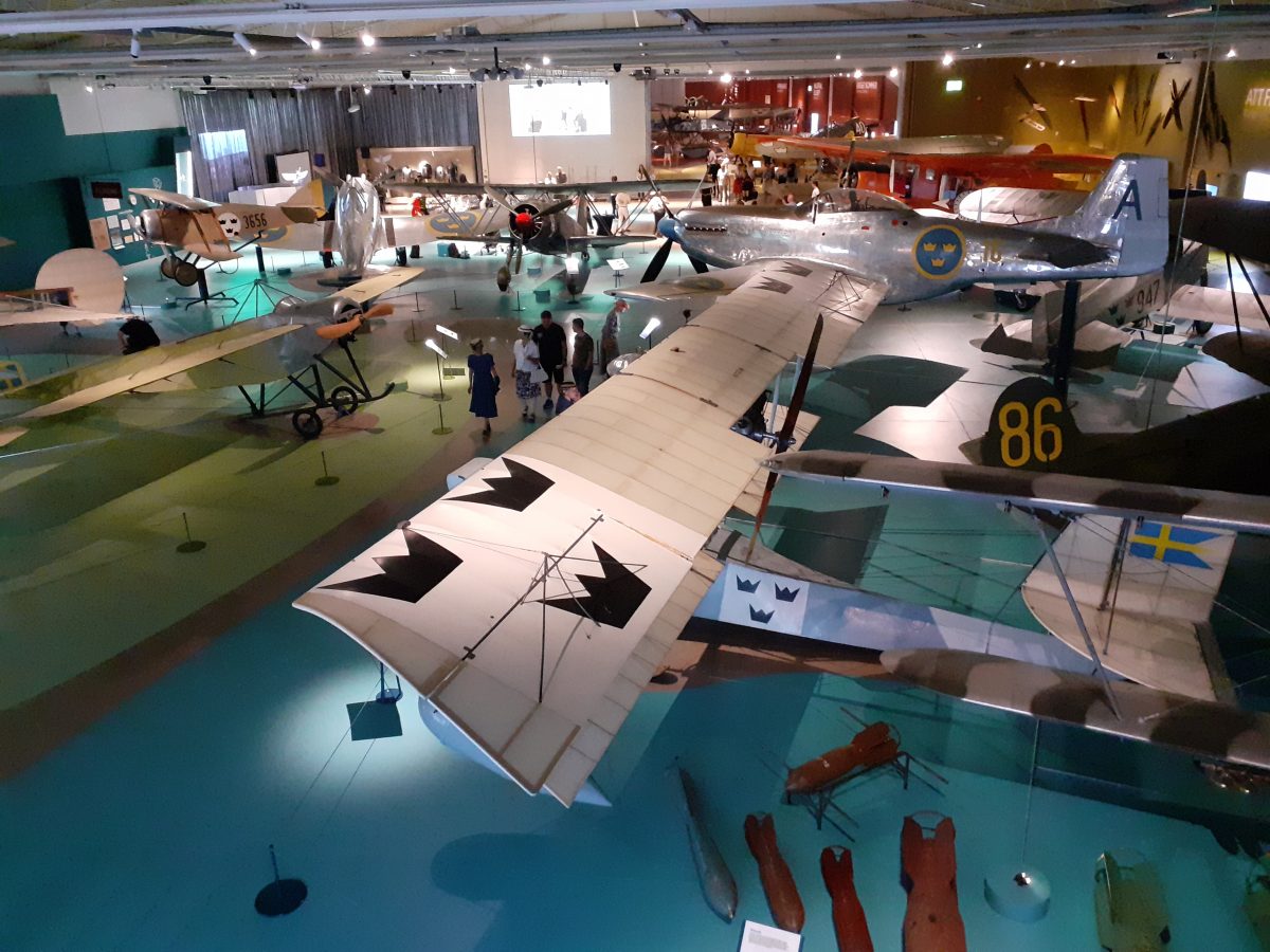 Basutställningen "Flygfärdig - det svenska flygvapnet tar form" på Flygvapenmuseum.
