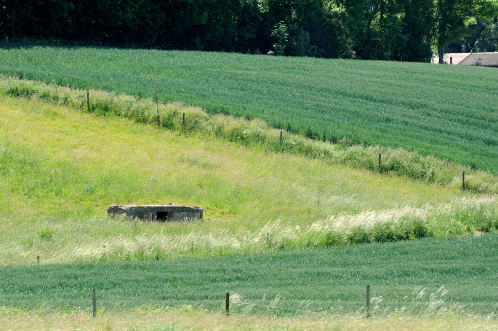 Bakke med toppen af en betonbunker