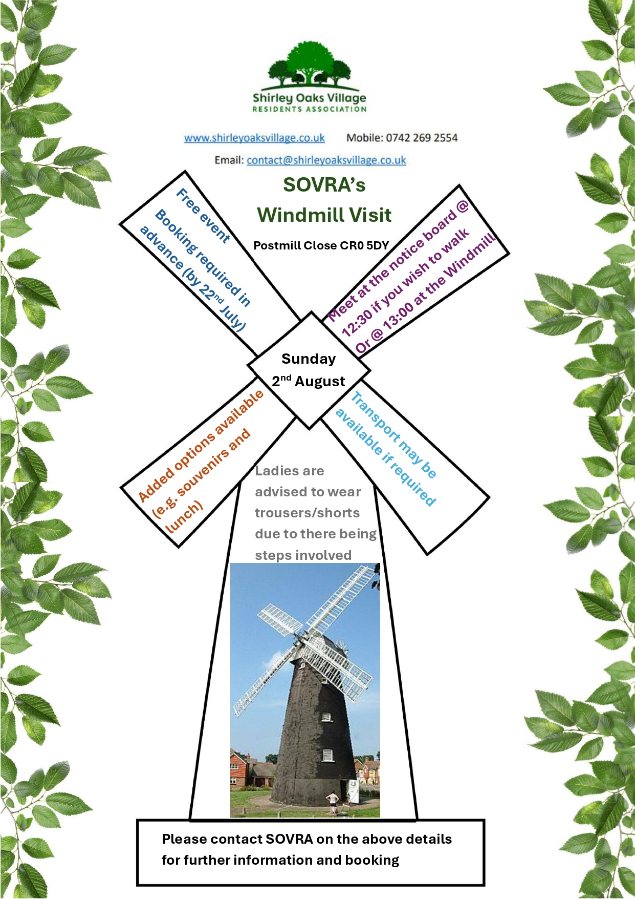 2026 2nd August SOVRA visit to the Shirley Windmill