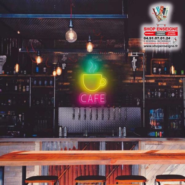 néon led café,néon lumineux café,enseigne lumineuse café,logo café lumineux,sign café lumineux,panneau lumineux café,néon led,shop enseigne production 13001 mars