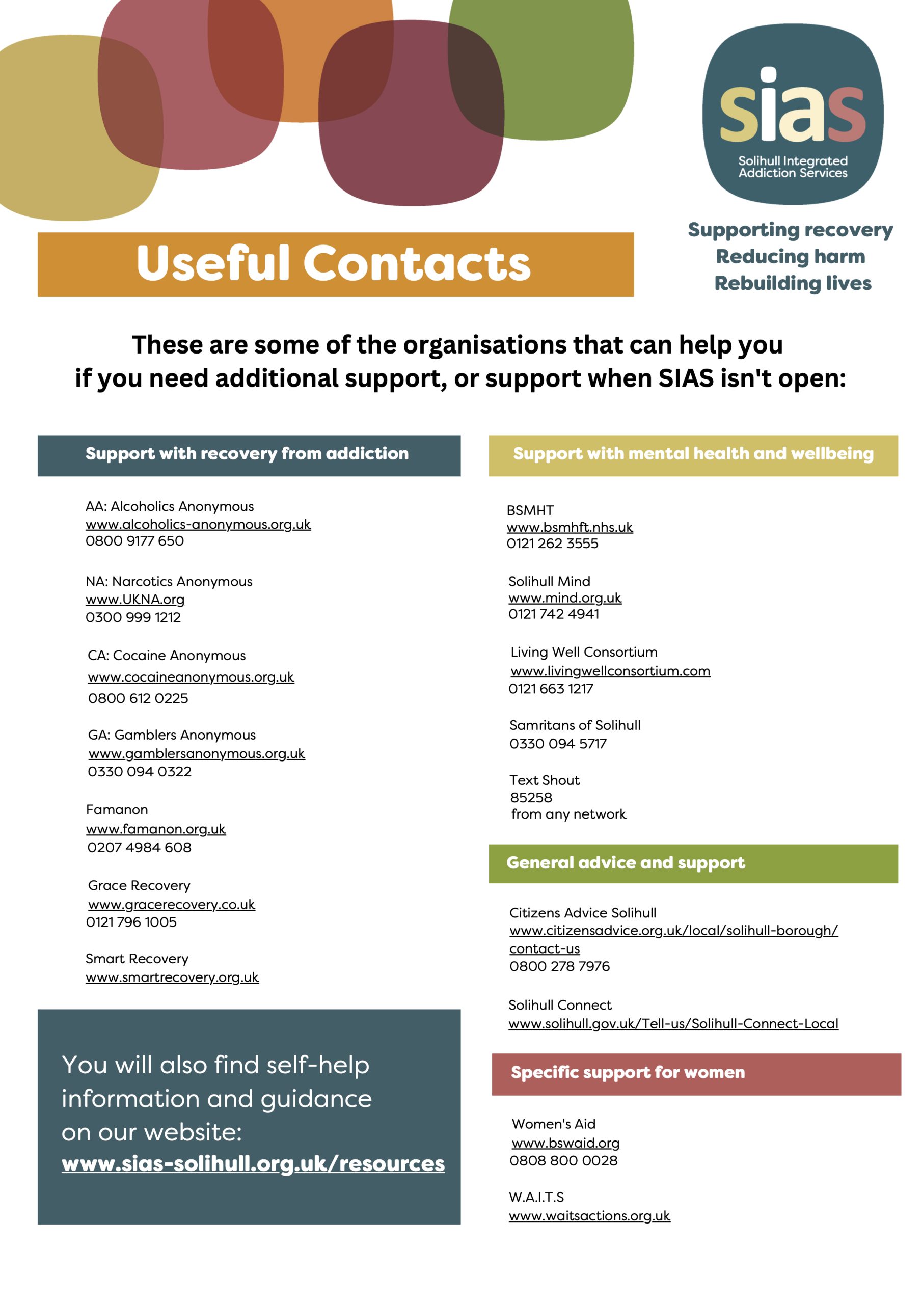 SIAS flyer - Useful Contacts