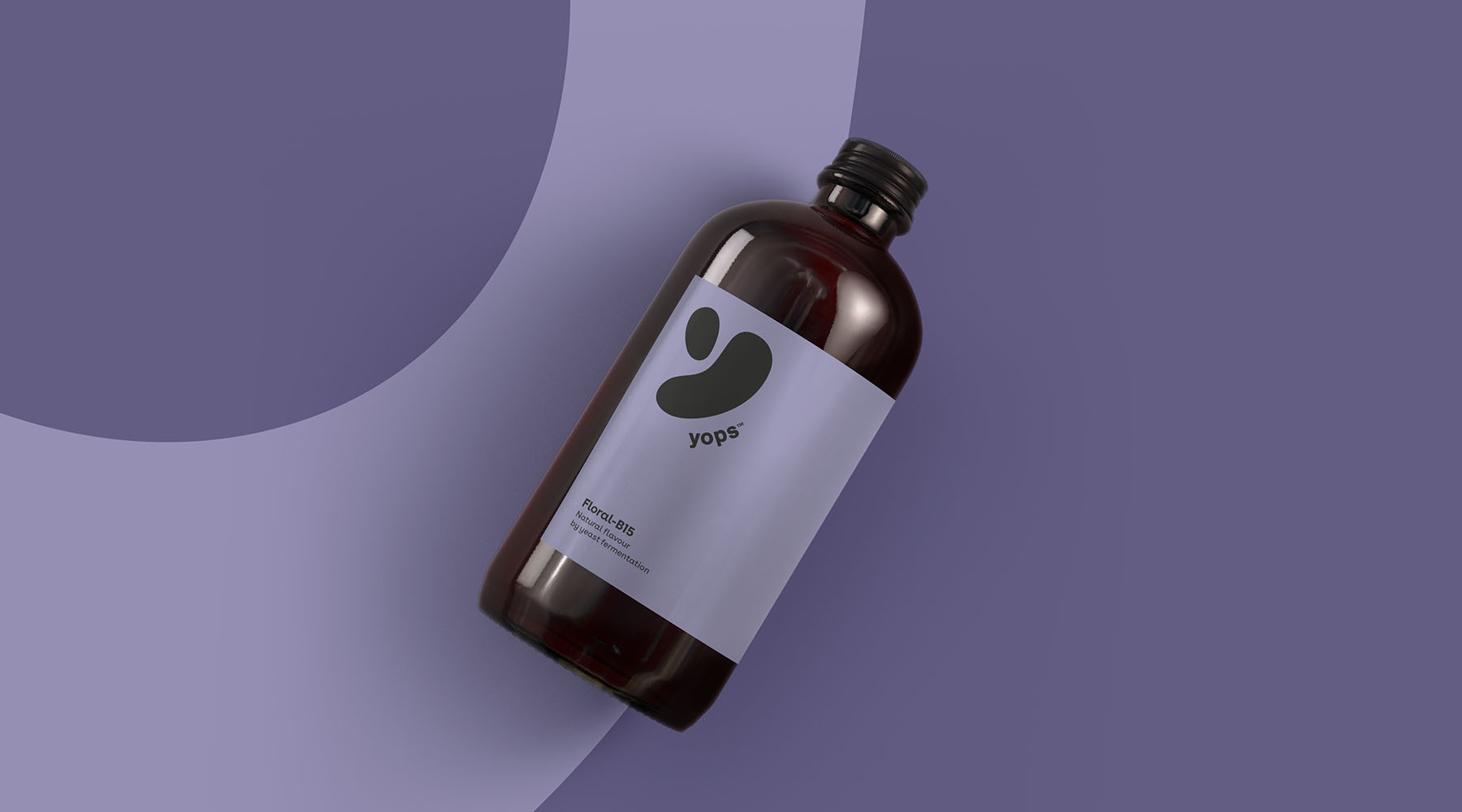 Yops bottle design in purple on background with watermark 