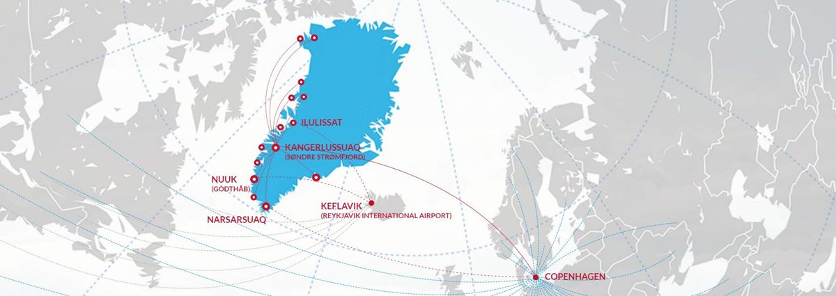 Route map from Iceland and denmark